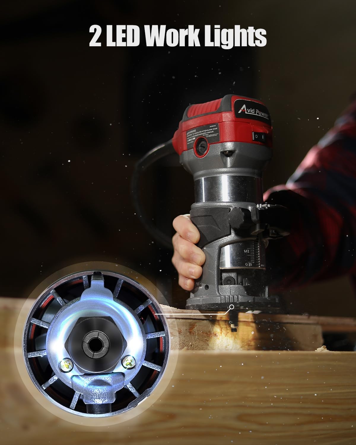 Herramientas de enrutador compacto de 6,5 amperios y 1,25 HP AVID POWER