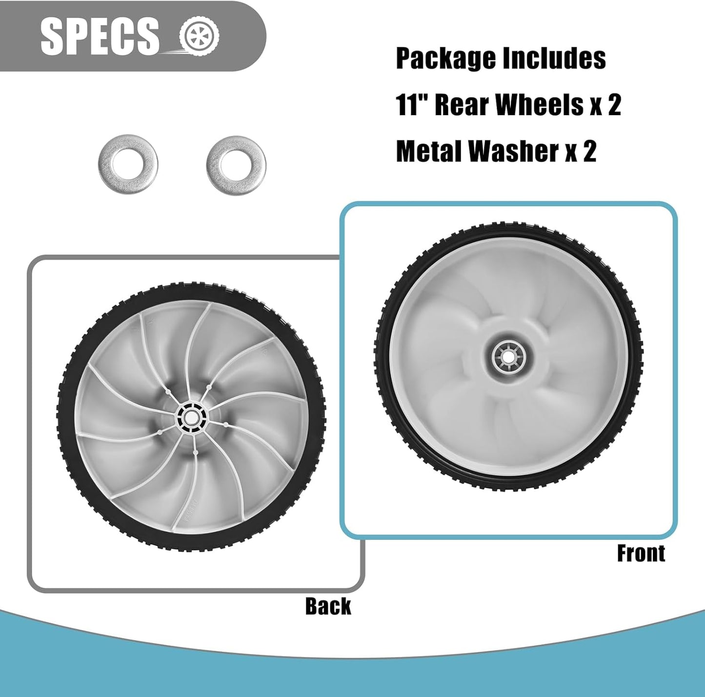 Ruedas traseras de repuesto para podadora, MTD, Craftsman, Toro, 11"
