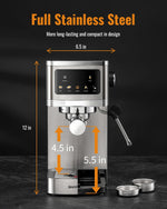 Cafetera Espresso SHARDOR 20 Bares con Espumador y Pantalla Táctil.(USADA)