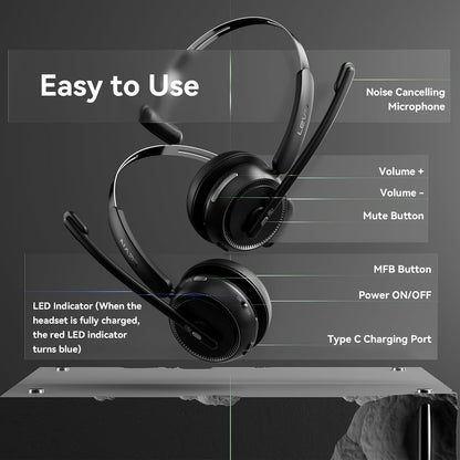 LEVN - Auriculares inalámbricos con micrófono para PC,CT002.