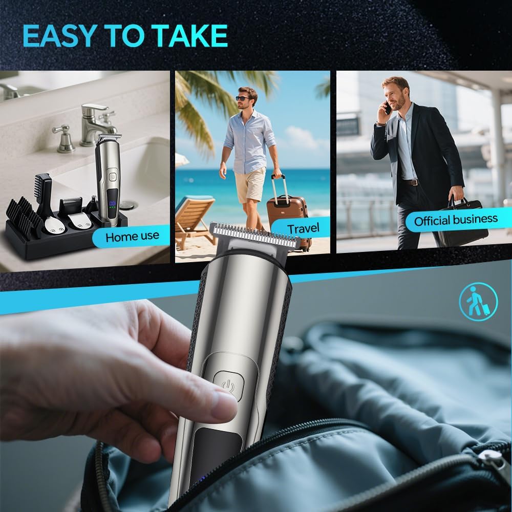 Juego de recortadora de barba eléctrica 6 en 1 para hombres.