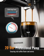Cafetera Espresso SHARDOR 20 Bares con Espumador y Pantalla Táctil.(USADA)