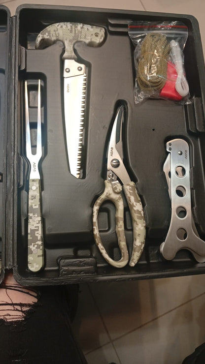 Juego de Cuchillos De Caza, Kit de 15 Piezas, Estuche ligero.