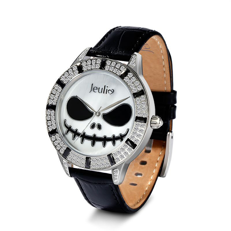 Reloj de cuarzo, JEULIA, Correa de cuero, Jack Skellington.