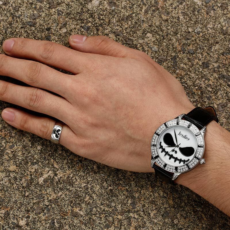 Reloj de cuarzo, JEULIA, Correa de cuero, Jack Skellington.