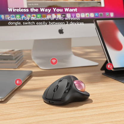 Mouse Trackball inalámbrico Nulea M501 recargable ergonómico