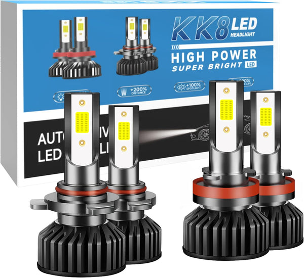 Juego 4 bombillas LED faros delanteros 9005HB3 H11H9H8