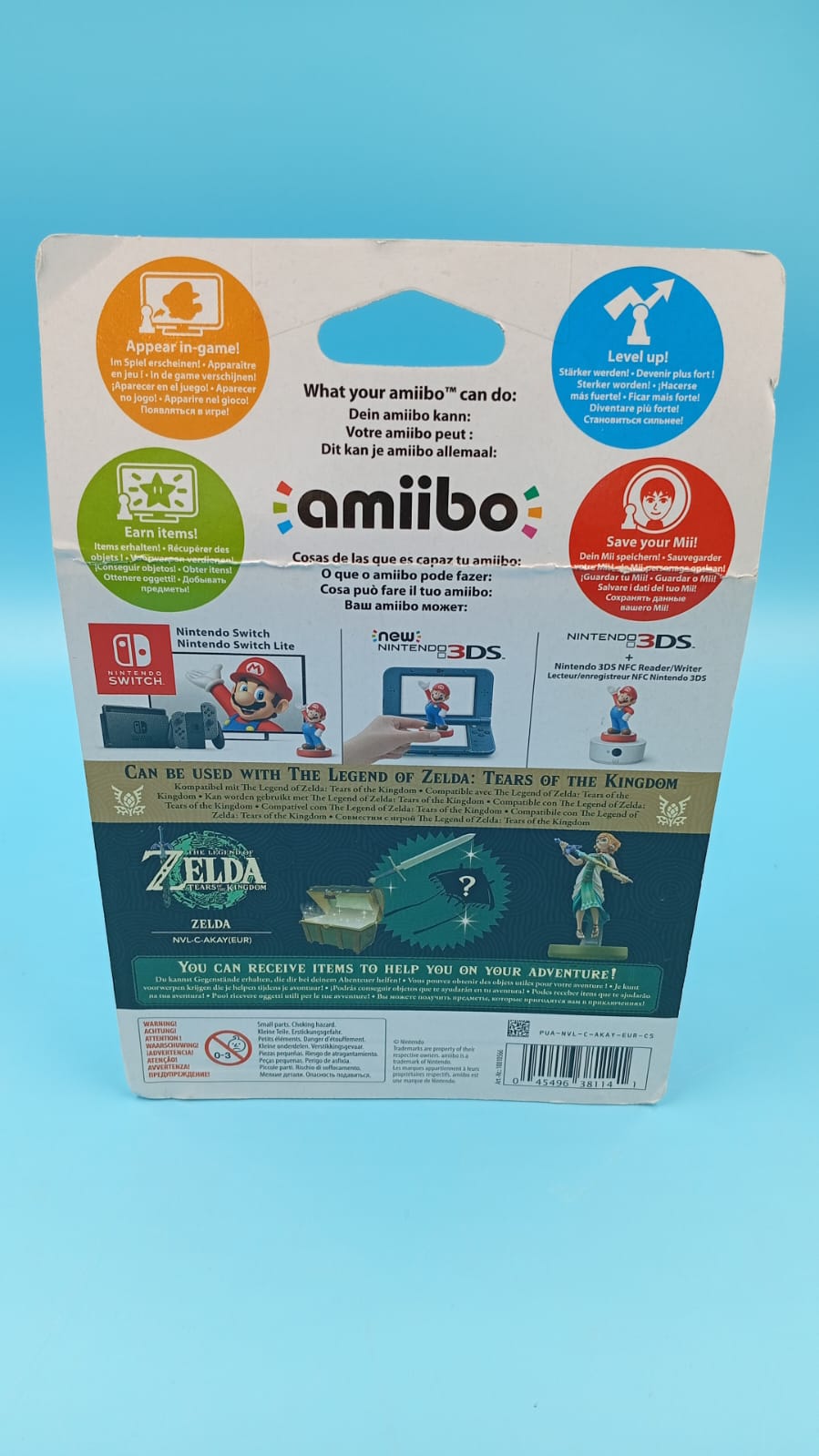 Figura de Zelda de la serie la leyenda de Zelda, (DETALLE EMPAQUE)