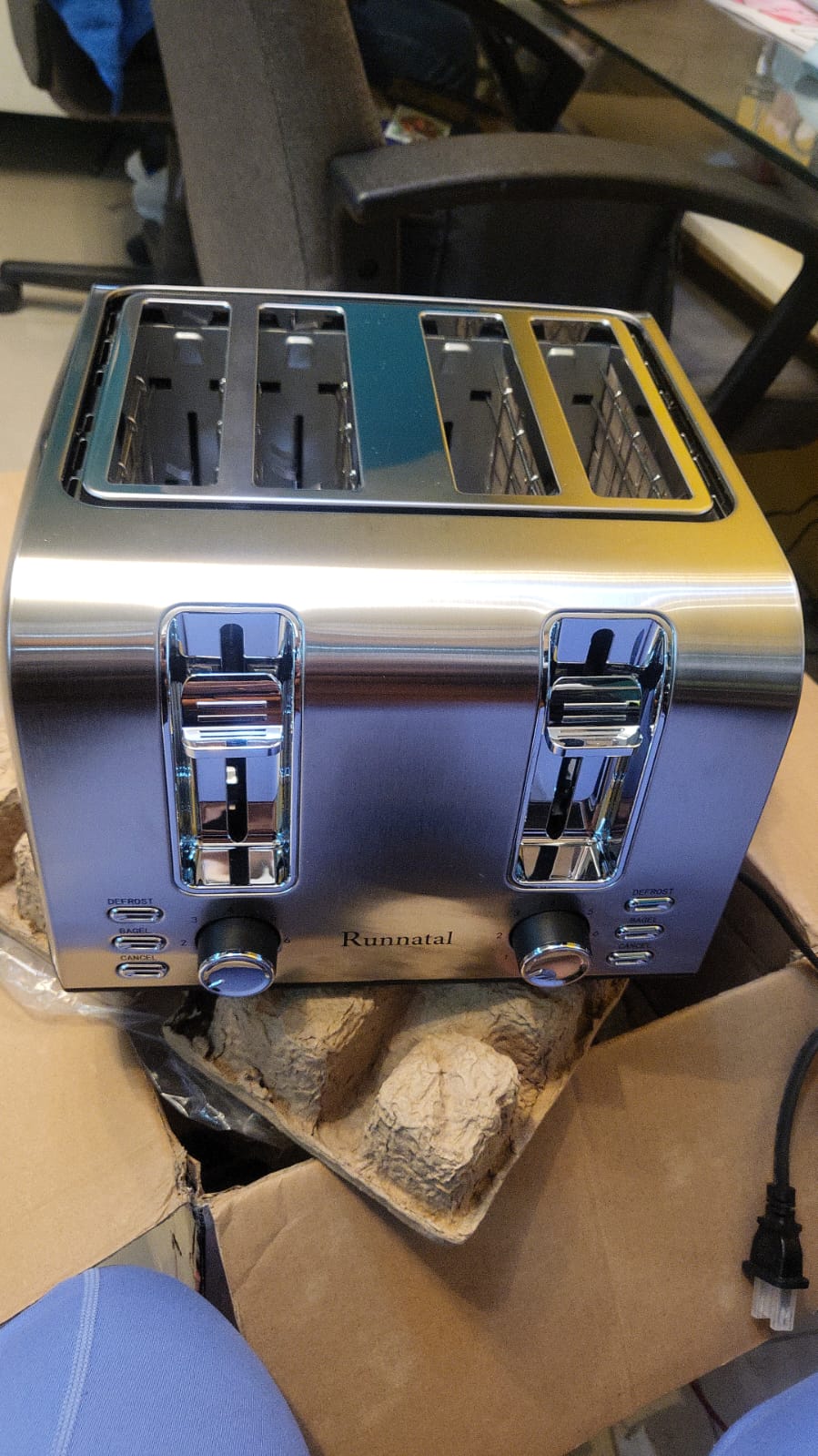 Tostador de acero inoxidable 4 rebanadas extra anchRunnatal