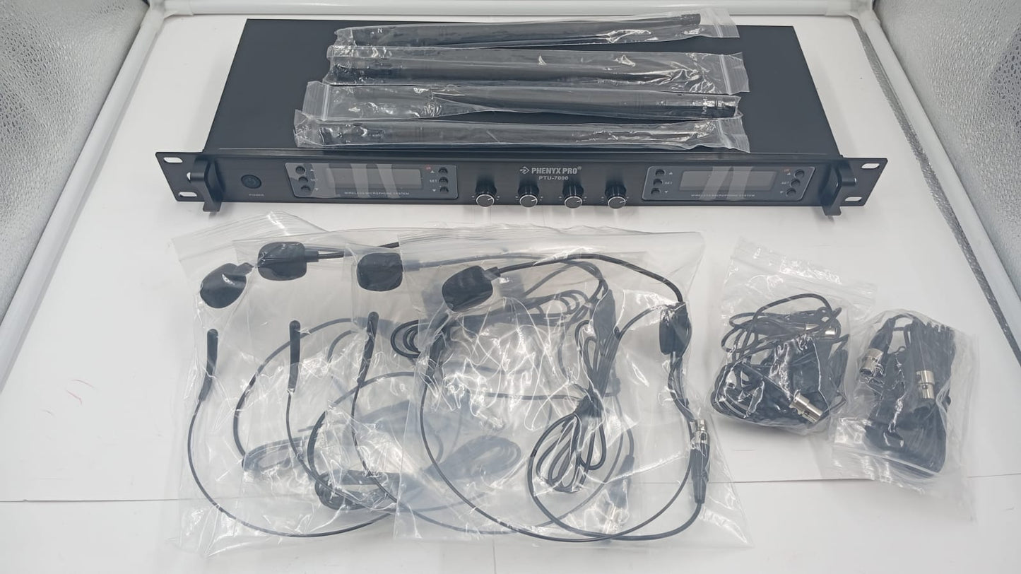 Phenyx Pro Sistema de micrófonos inalámbricos, 4 canales.