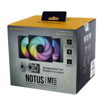 Ventiladores Gamdias Notus M1 120mm ARGB 3 Pack (USADO)