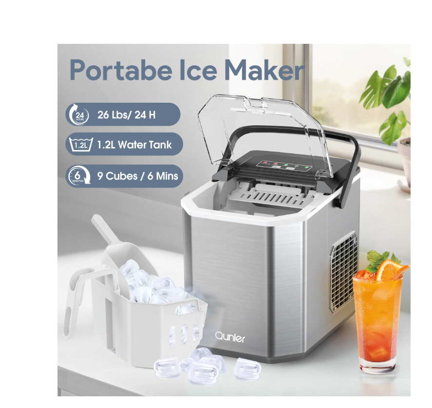 Máquina de hielo de encimera,  2 tamaños de cubitos, (USADO).