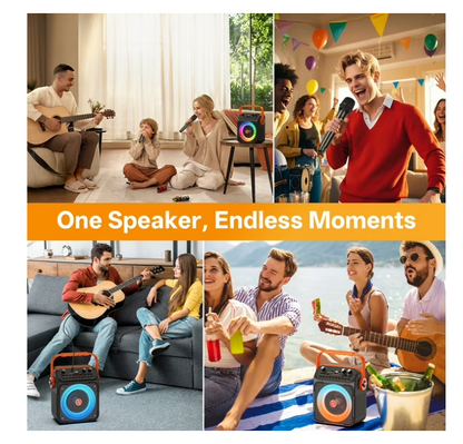 Máquina de karaoke Bluetooth JYX T26-T, Con 2 micrófonos inalámbricos.