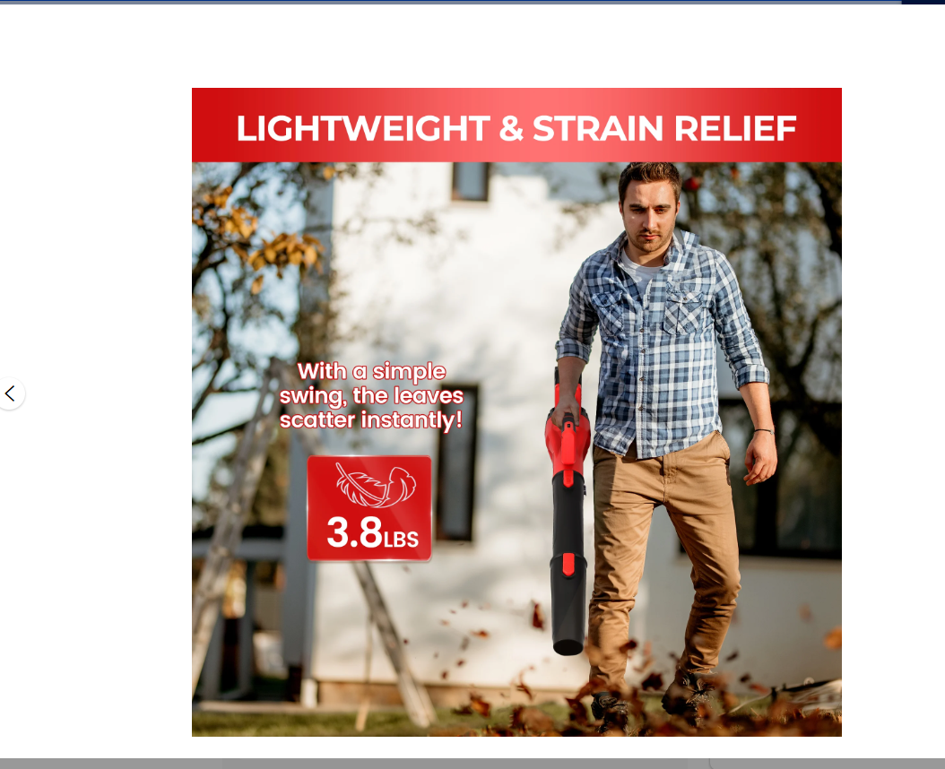 Soplador de hojas eléctrico inalámbrico YAHHU, 480 CFM/160 MPH.