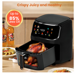 Freidora de Aire Bluebow 7.5QT, Pantalla Táctil 8 en 1, 1700W, Vent. Visible