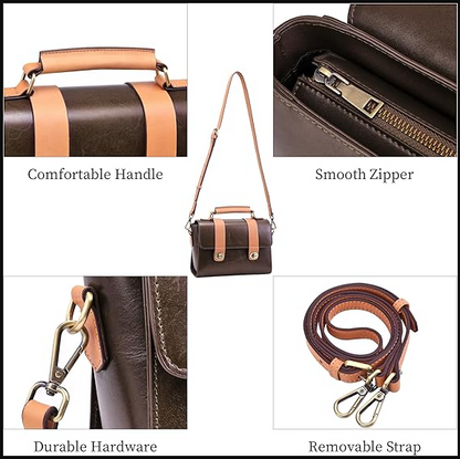 Bolso de piel Geniuno Boyatu, Estilo Bandolera con correa ajustable.