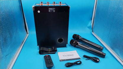 Altavoz Karaoke Bluetooth JYX-69BT con 2 Micrófonos Inalámbricos.