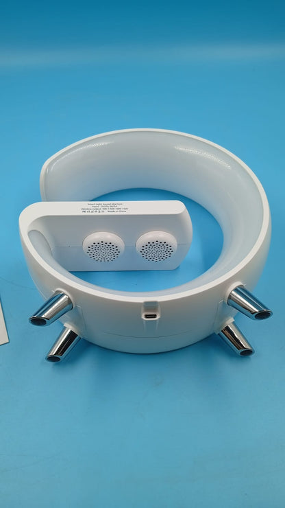 Lámpara de mesa, luz LED RGB, con cargador inalámbrico MagSafe.