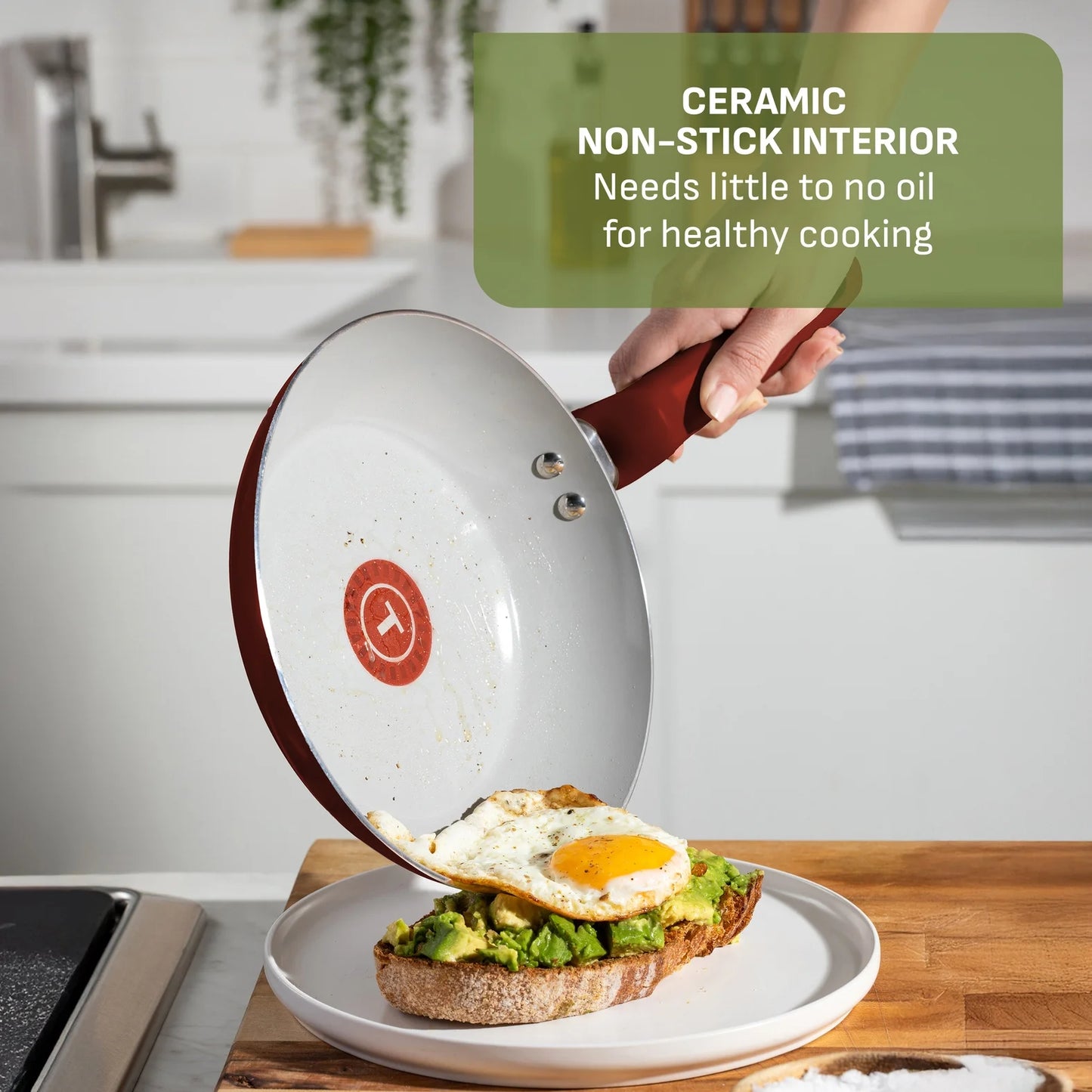 T-fal Kitchen Solutions Cerámica, Utensilios de Cocina de 22 Piezas, Rojo