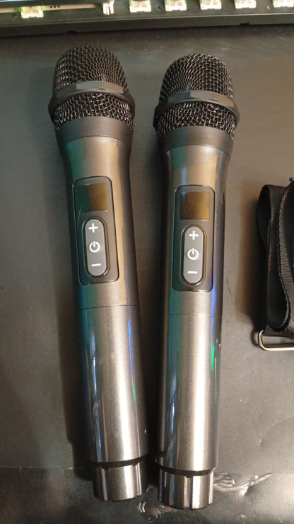 Máquina de karaoke, Bluetooth-portátil, HHWR con 2 micrófonos.