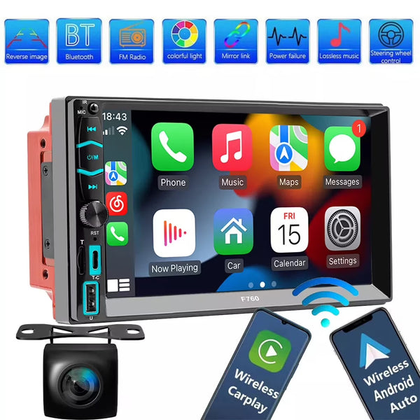 Estéreo CarPlayer 7" 2DIN CarPlay Android Auto Cámara (USADO)