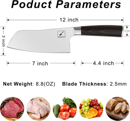 Cuchillo de carnicero imarku, mango de madera de Pakka.