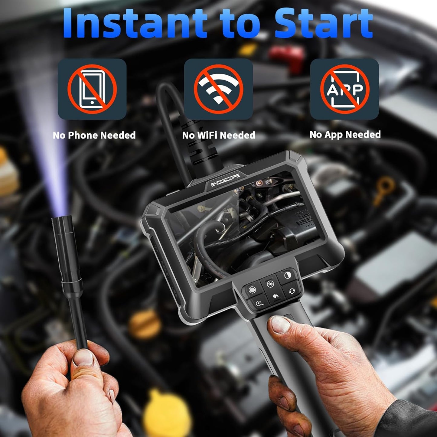 Cámara de boroscopio, impermeable IP67, pantalla LCD de 4.3".