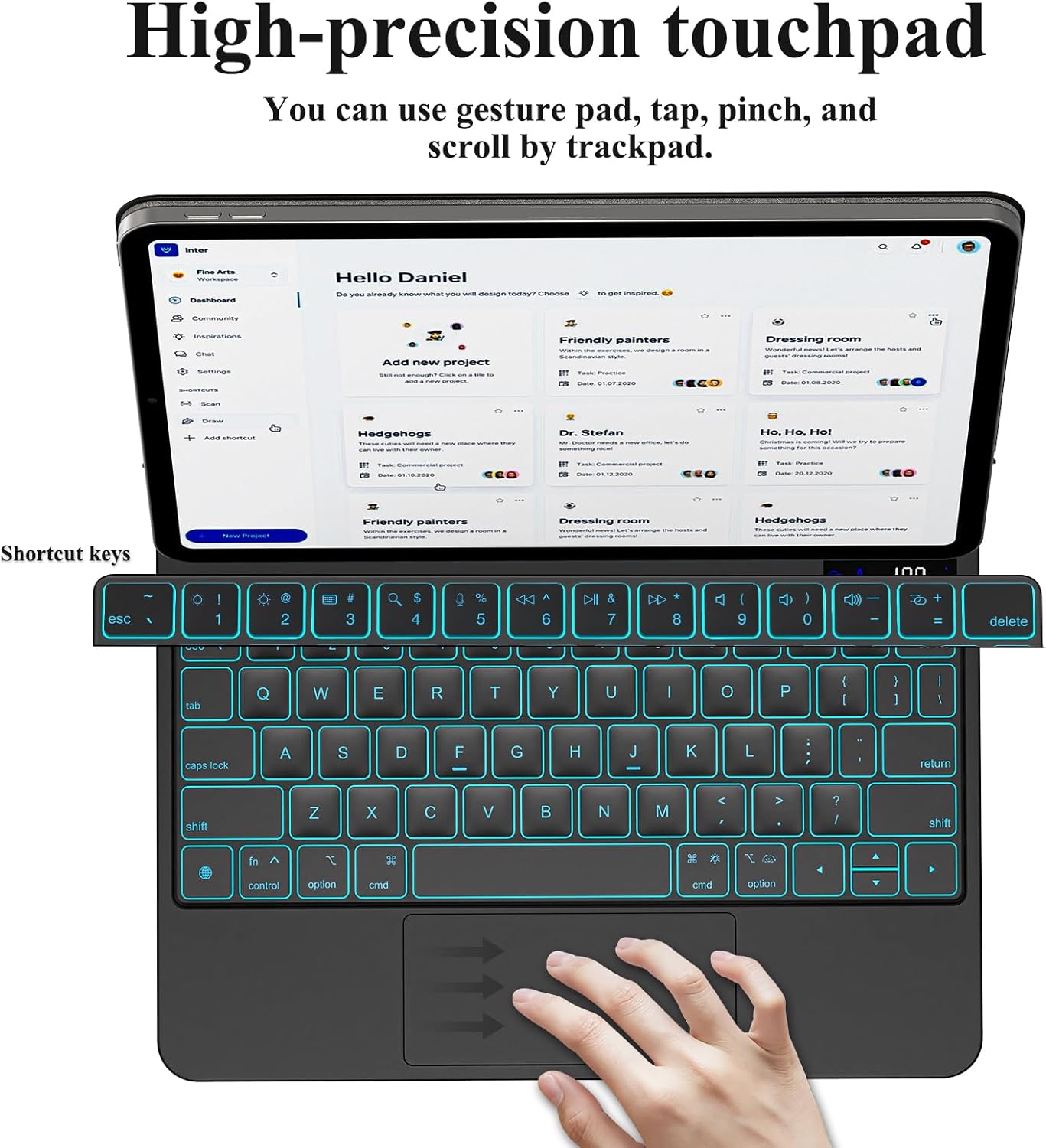 Funda de teclado para iPad Pro de 11" retroiluminación magnético