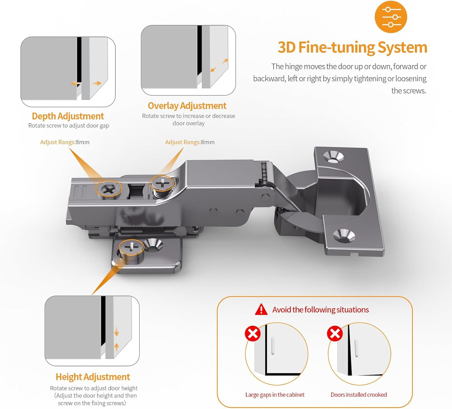 46 bisagras Chibery ocultas cierre suave automático sin marco