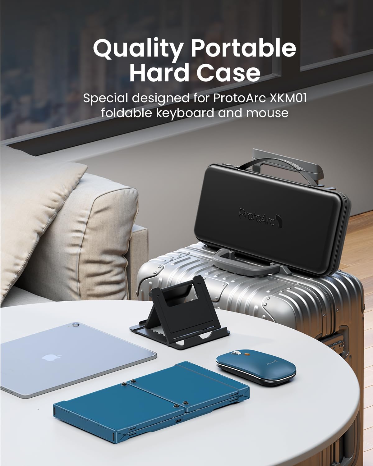 Combo de mouse inalámbrico y teclado plegable Protoarc, AZUL.
