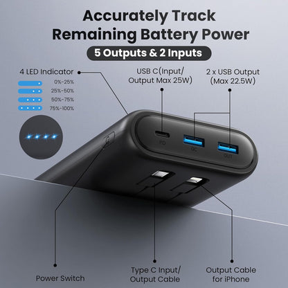 Cargador portátil HX160Y8 40800mAh 2 cables
