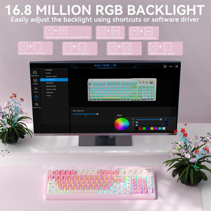 Teclado Inalámbrico Con Botón Multimedia Triple Modo Aula F3099
