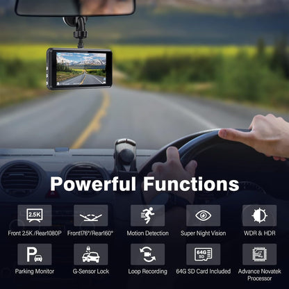 S7 2.5k Dash Cam Delantera Y Trasera, Tarjeta Sd De 64g.