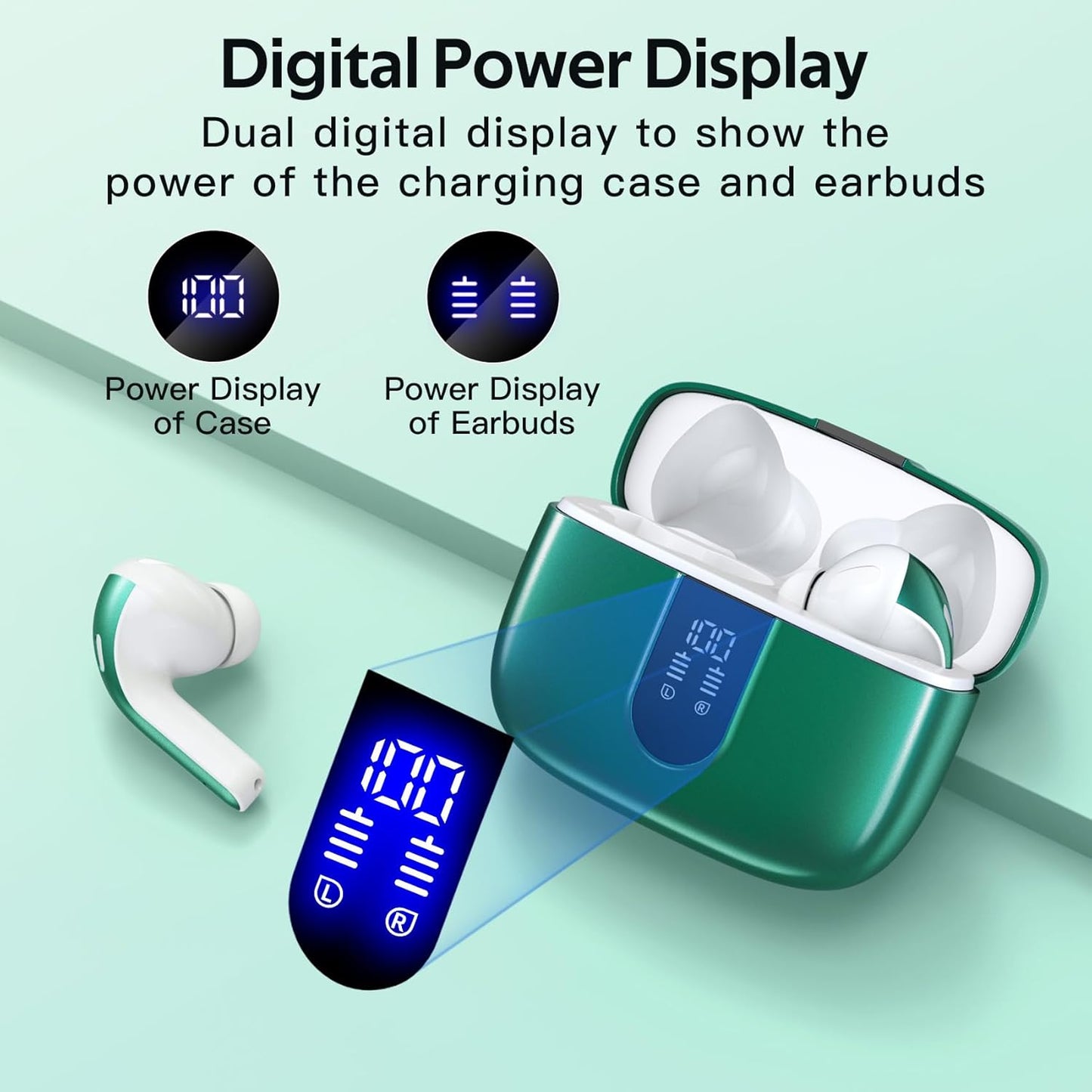 Tagry - Auriculares Inalámbricos Con Bluetooth 60 Horas verde