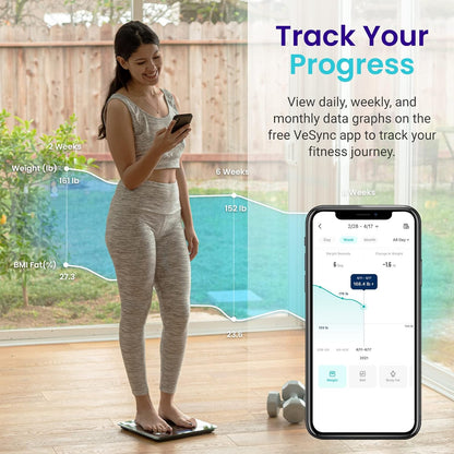 Etekcity Báscula digital de peso corporal, analizador de grasa corporal recargable. usado