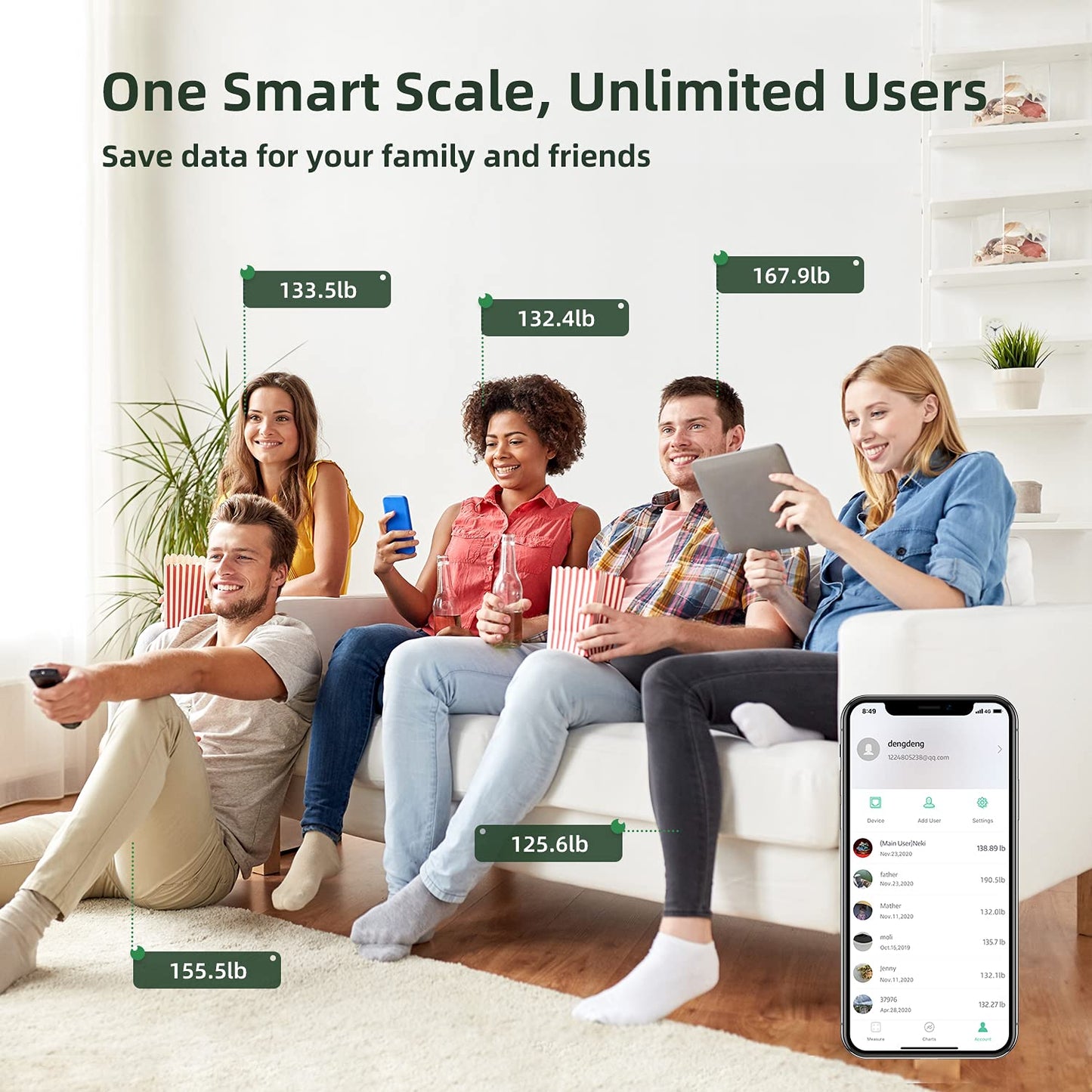 Báscula inteligente para peso corporal pesaje de grasa corporal