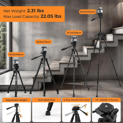 Nivel láser CIGMAN CM701T, 3x360° con trípode ajustable, Recargable.
