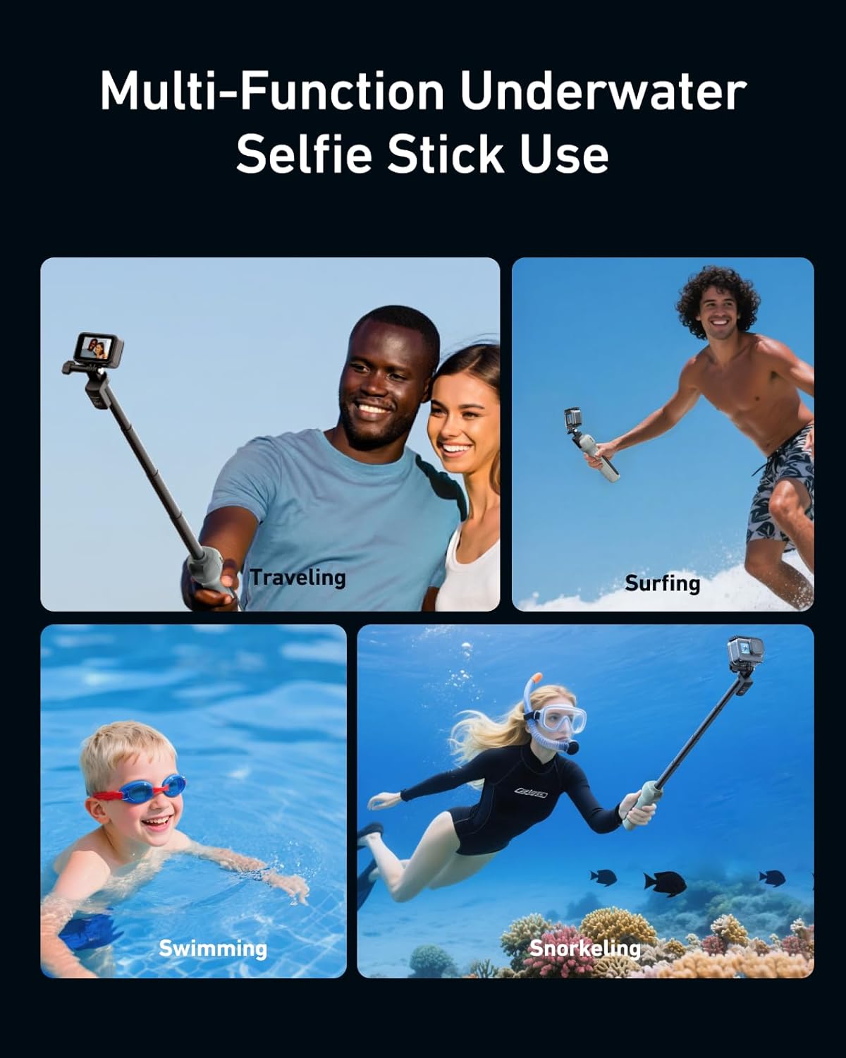 Palo selfie submarino, Bluetooth para GoPro Hero (13-12-11-10-9-8)