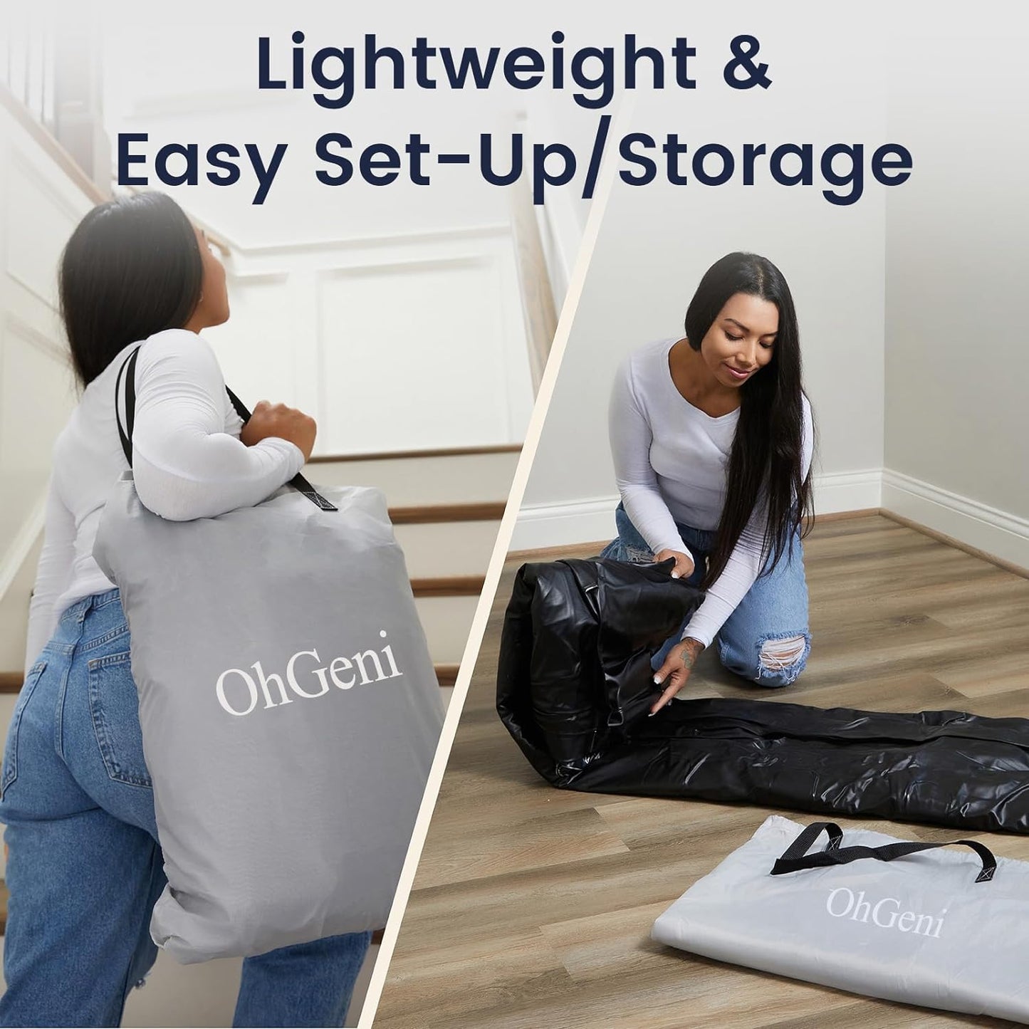 Colchón de aire Queen con bomba incorporada, 18"elevado, OhGeni