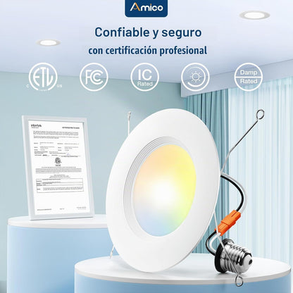 Luces empotrables Amico 24 Pack 5/6", 5CCT borde deflector blanco