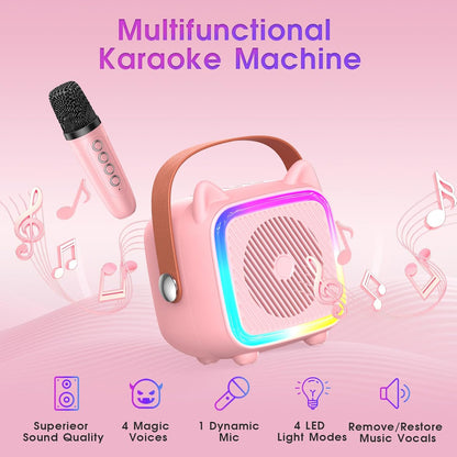 Mini máquina de karaoke SXH para niños, BT, portatil, 1 micrófono.