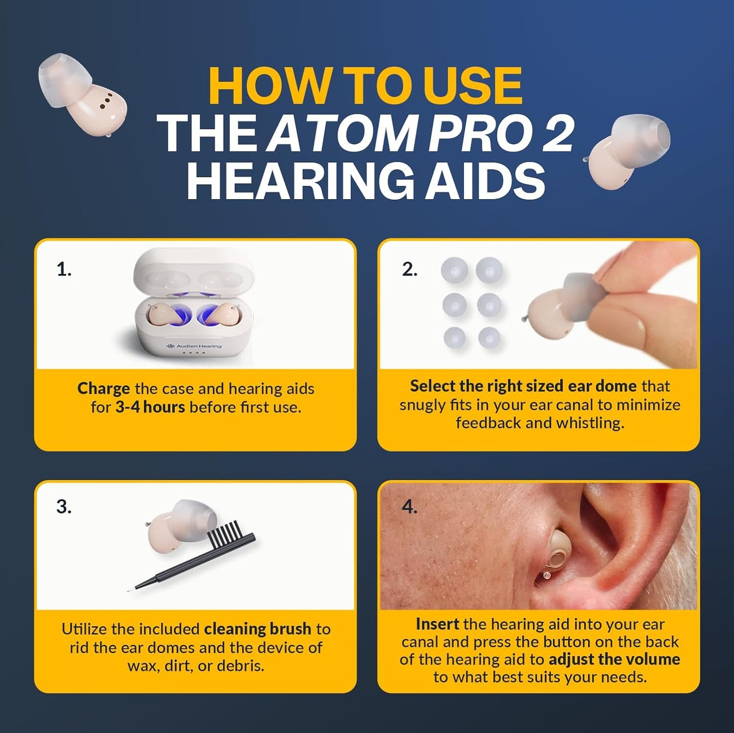 Audífonos inalámbricos recargables Audien ATOM PRO 2