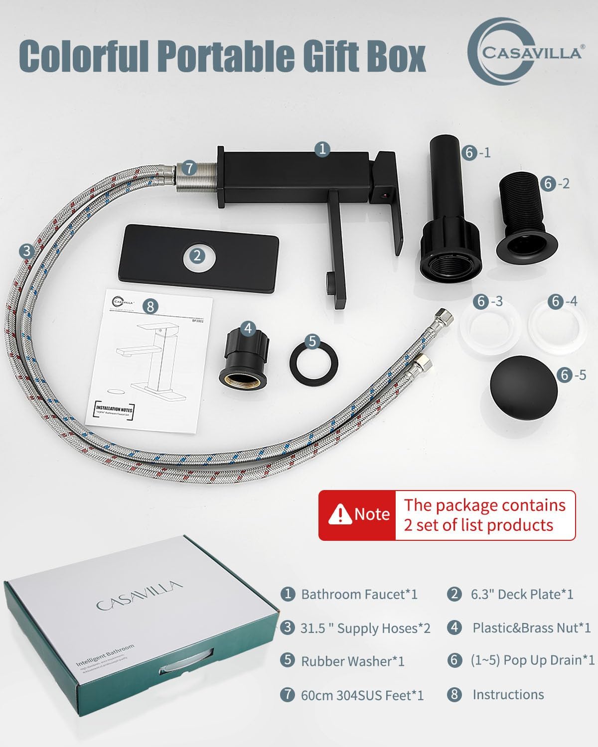 Juego de grifo de baño Casavilla con desagüe emergente, monomando