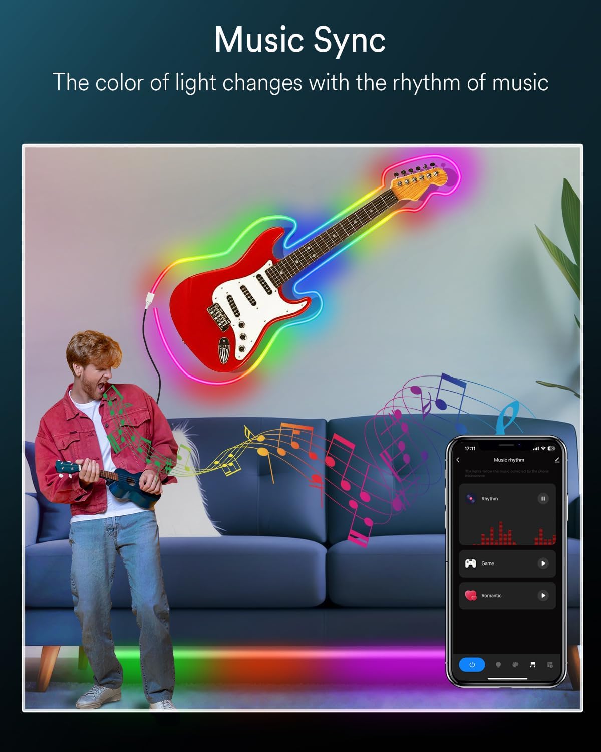Luces de cuerda de neón Ligency, 5 m, RGB, resistente al agua.
