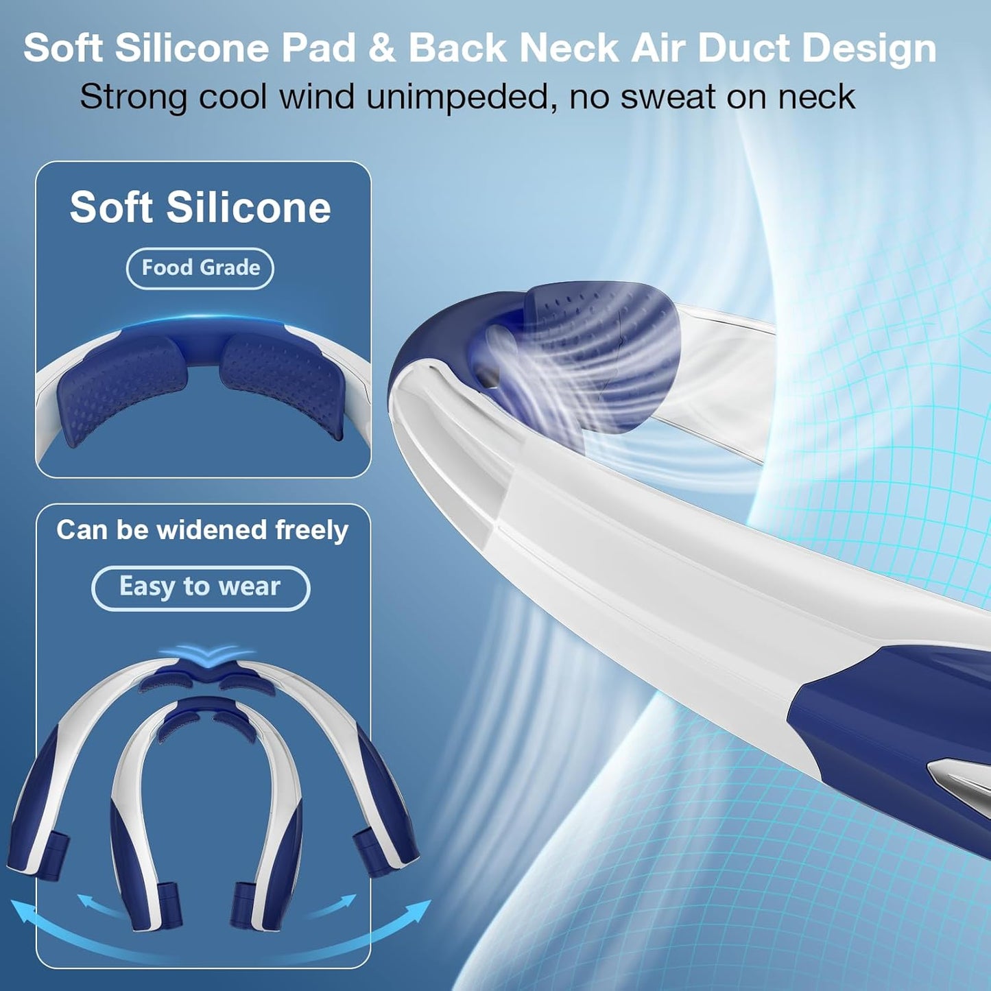 Ventilador de cuello AI, portátil y ajustable, ultra silencioso, ligero.