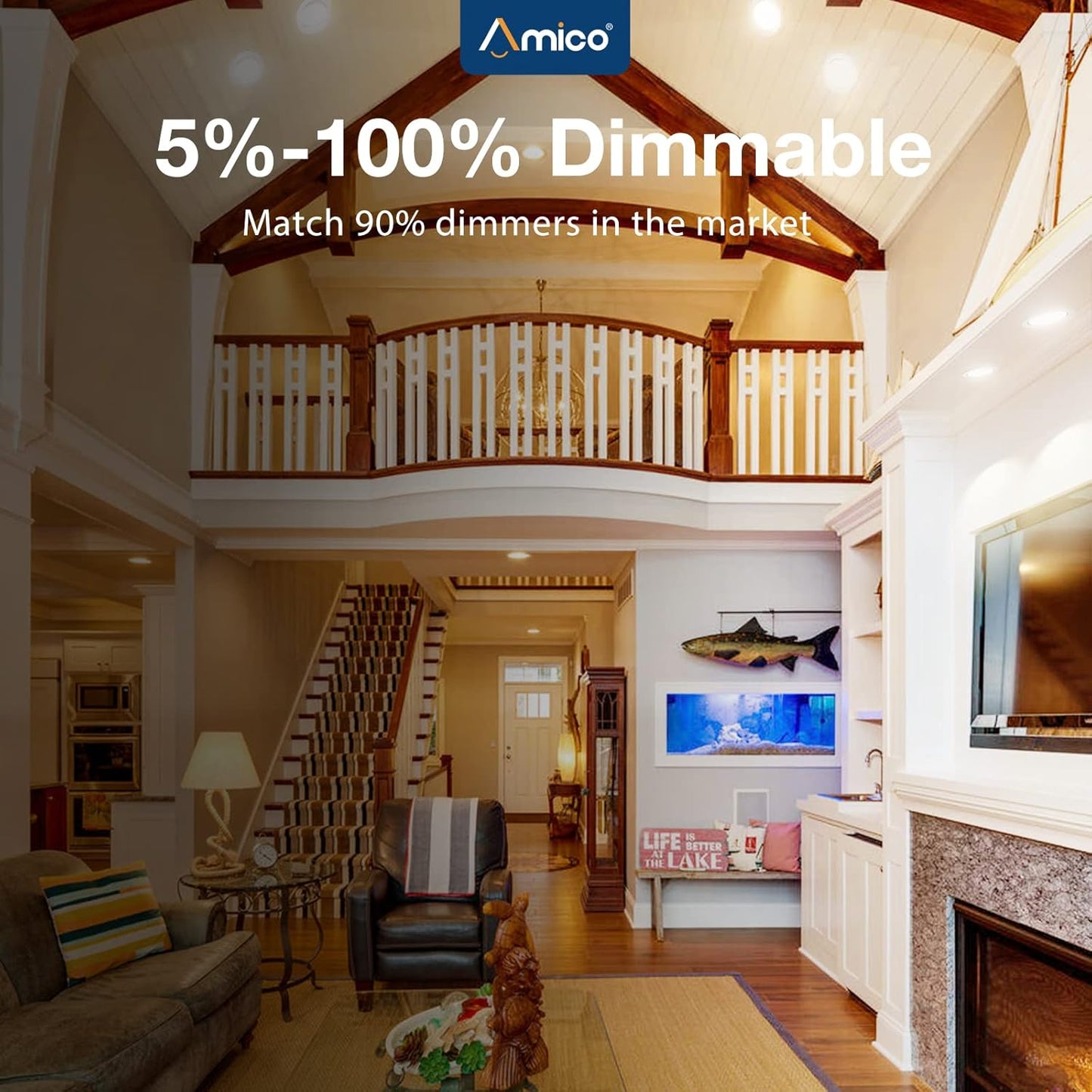 Paquete de 12 luces empotrables, LED de cardán 5CCT de 6".