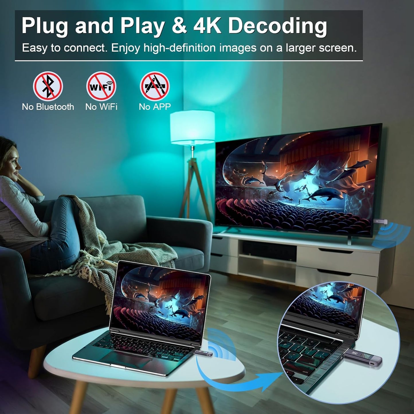 Transmisor y receptor HDMI inalámbrico decodificador 4K (USADO)