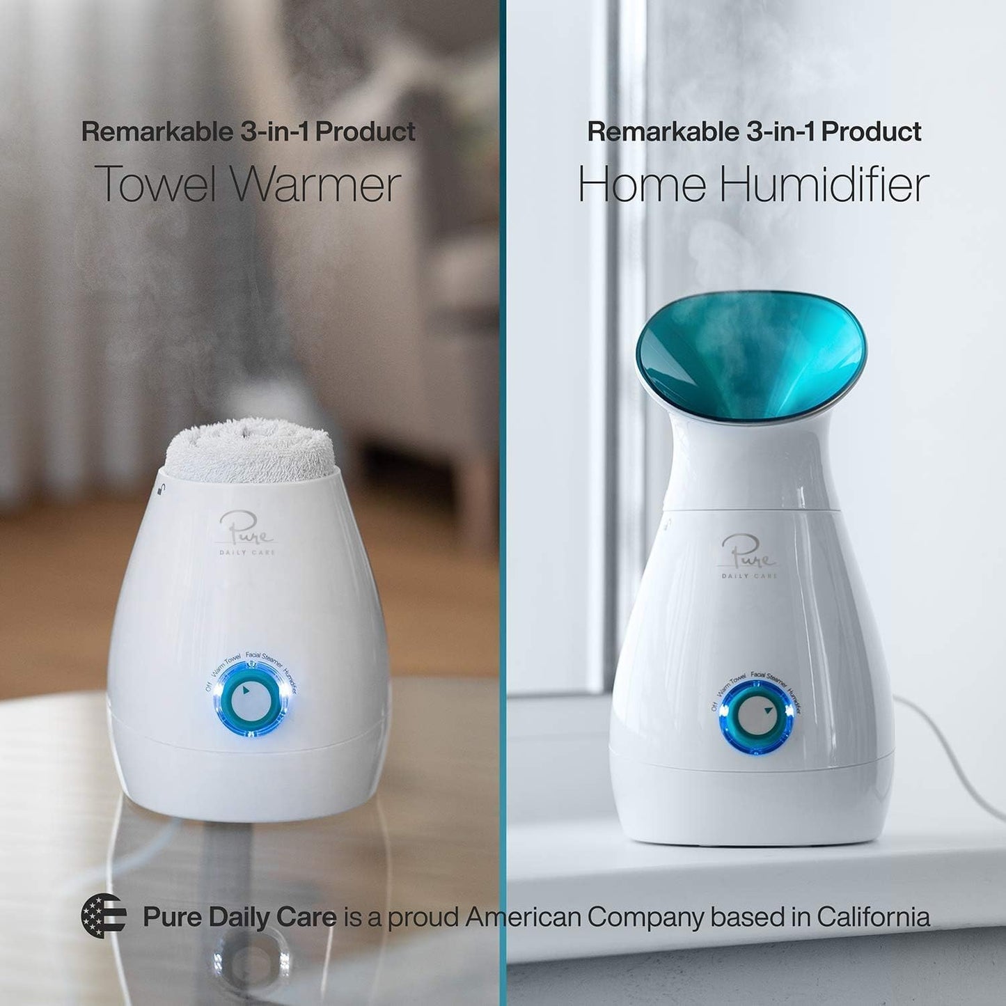 Vaporizador facial iónico Nanosteamer, calidad de spa, Pure Azul.