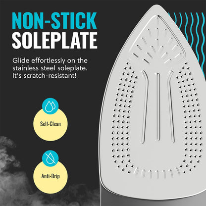 Plancha de vapor Pursteam 1700W Max, para ropa, antiadherente autolimpiante.