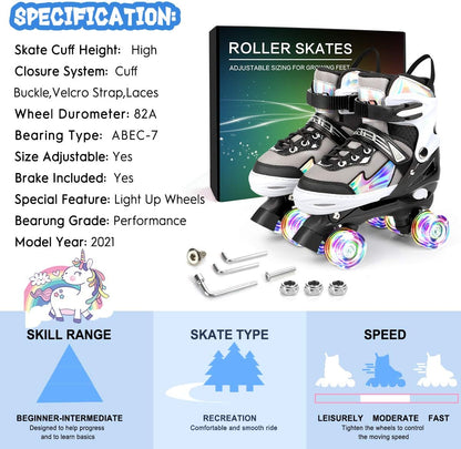 Patines Para Niños Ajustables 4 Ruedas Con Luces S 170-19.5CM